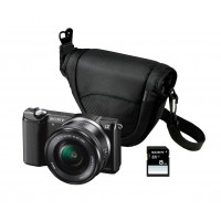 Sony A5000 Digitalkamera Hybrid 20,1 Megapixel, 3 x optischer Zoom schwarz + Objektiv 16 - 50 mm einziehbar, Schwarz + Transporttasche Weich lcs-emc + 8 GB Speicherkarte-21